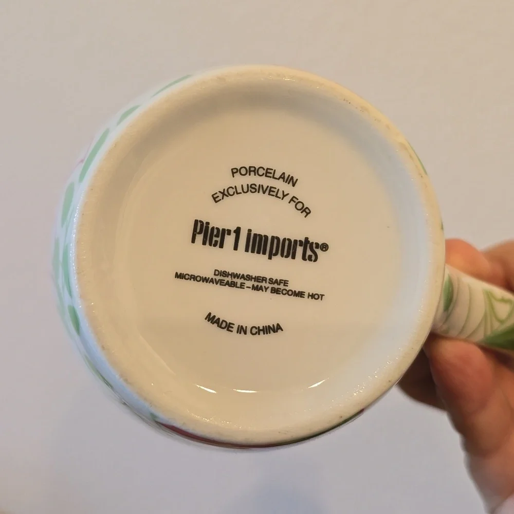Pier 1 Imports Porcelain Floral Mug Cup